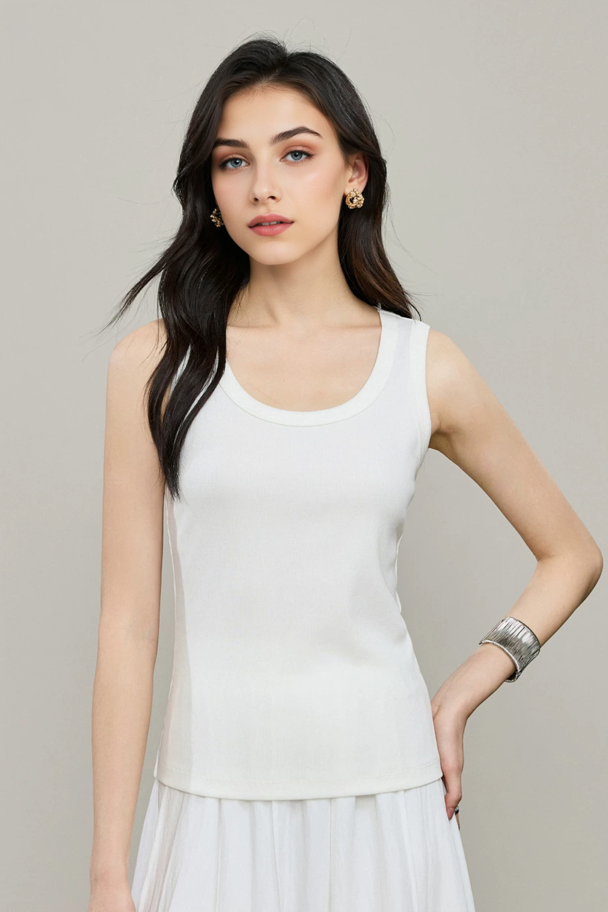 Organic Cotton Ribbed U-Neck Tank Top