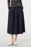Organic Linen-Cotton A-Line Midi Skirt with Pockets