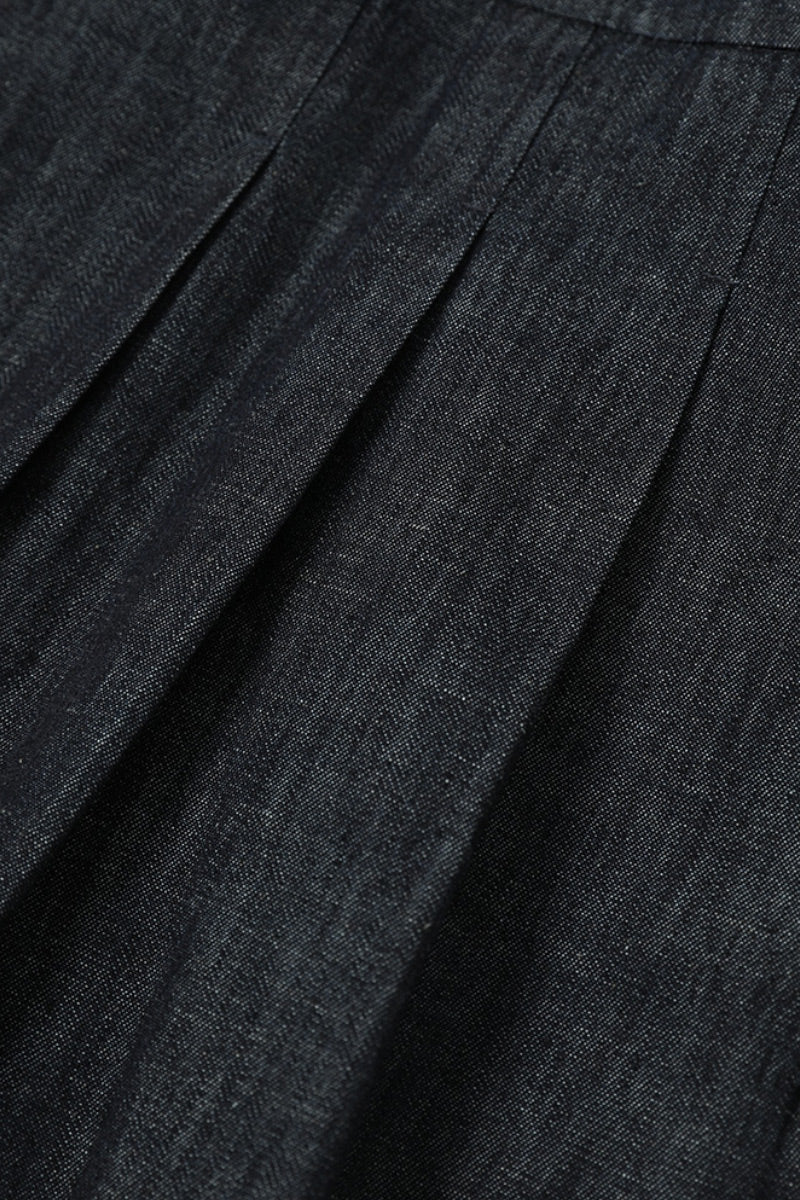 Organic Linen-Cotton A-Line Midi Skirt with Pockets