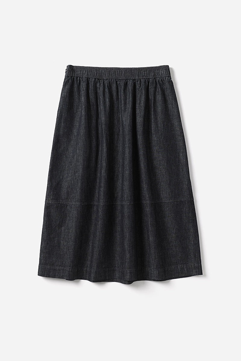 Organic Linen-Cotton A-Line Midi Skirt with Pockets