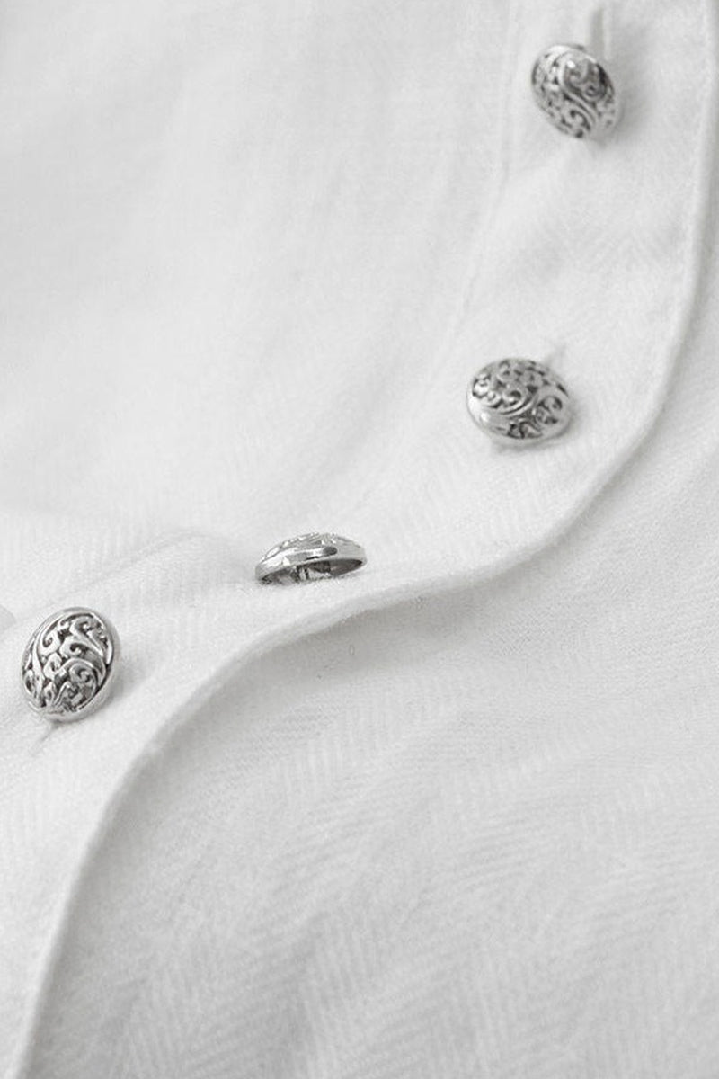 Oversized 100% Linen Herringbone Button-Down Shirt