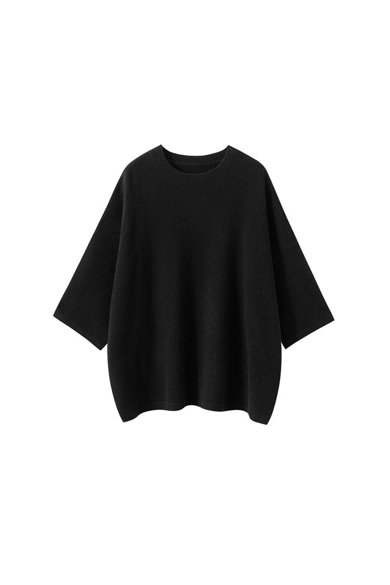 Oversized Cashmere 3/4 Sleeve Sweater T-Shirt