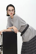 Oversized Cashmere 3/4 Sleeve Sweater T-Shirt