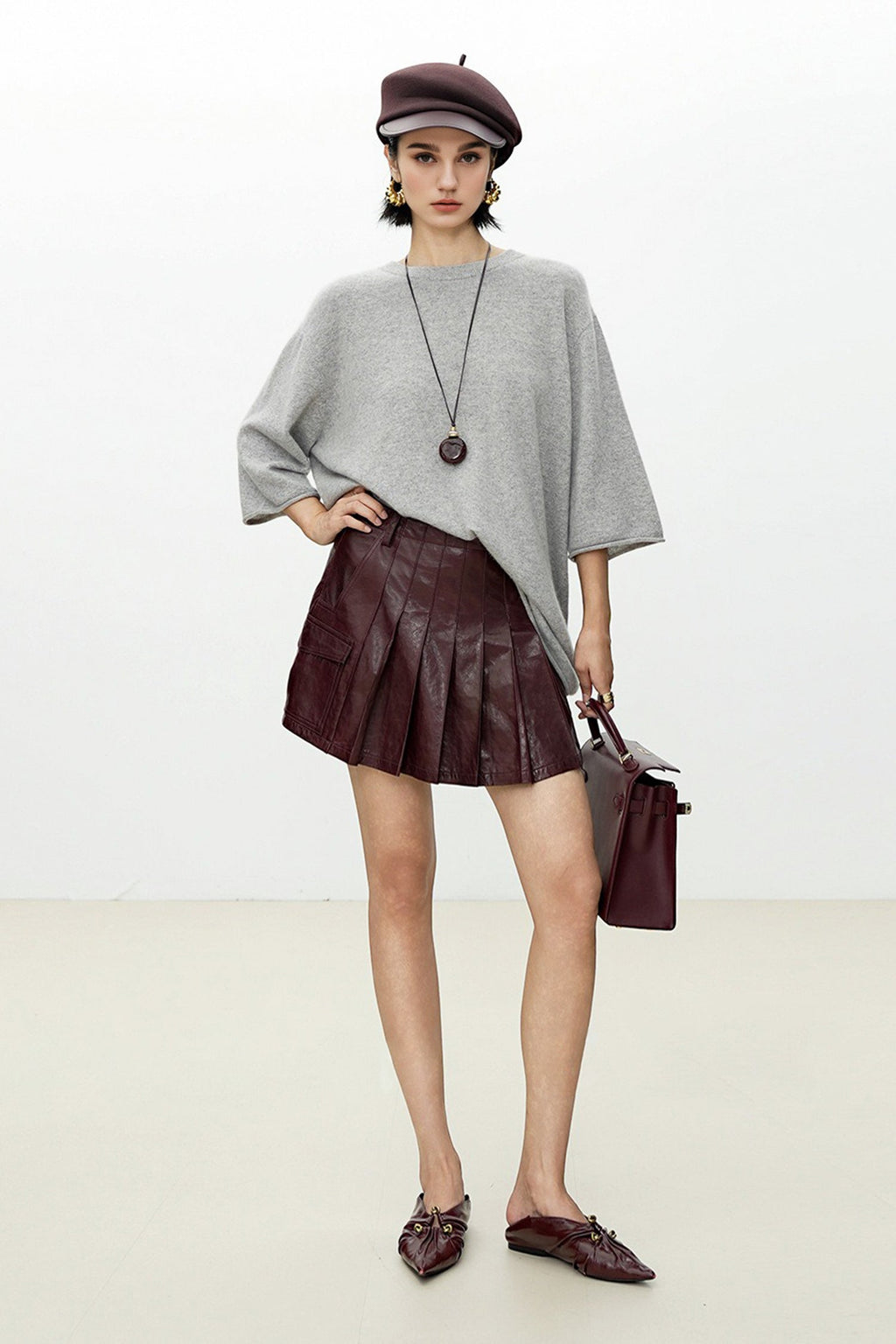 Oversized Cashmere 3/4 Sleeve Sweater T-Shirt