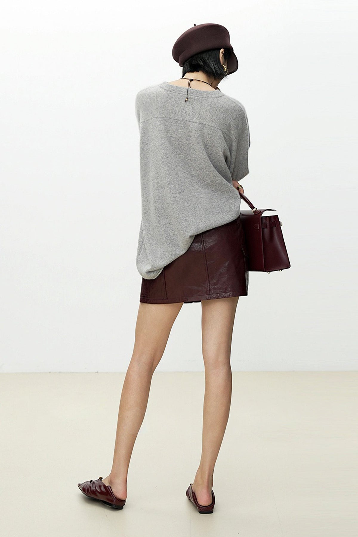 Oversized Cashmere 3/4 Sleeve Sweater T-Shirt
