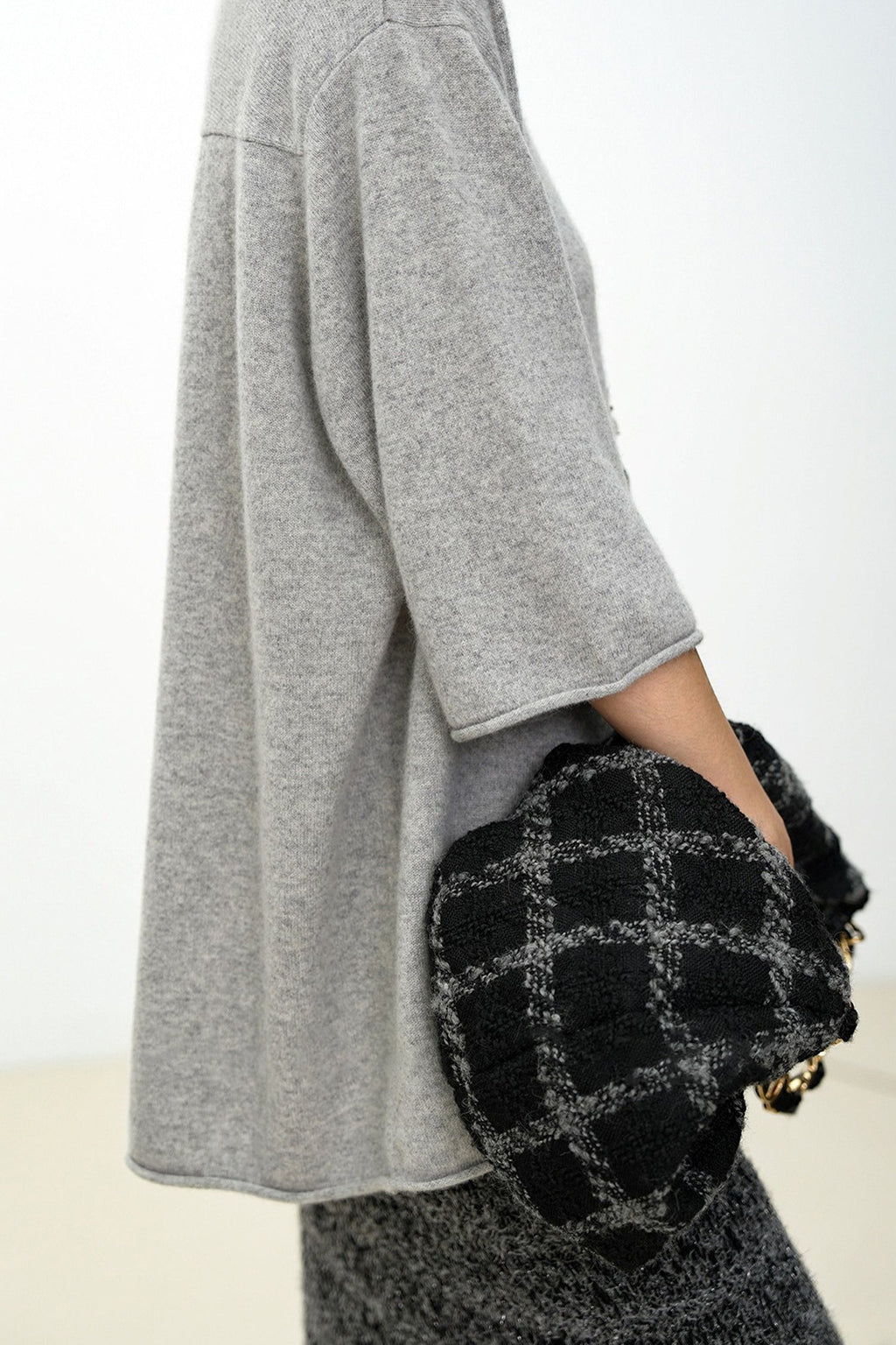 Oversized Cashmere 3/4 Sleeve Sweater T-Shirt
