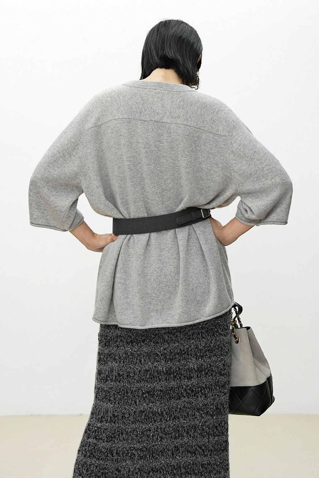 Oversized Cashmere 3/4 Sleeve Sweater T-Shirt