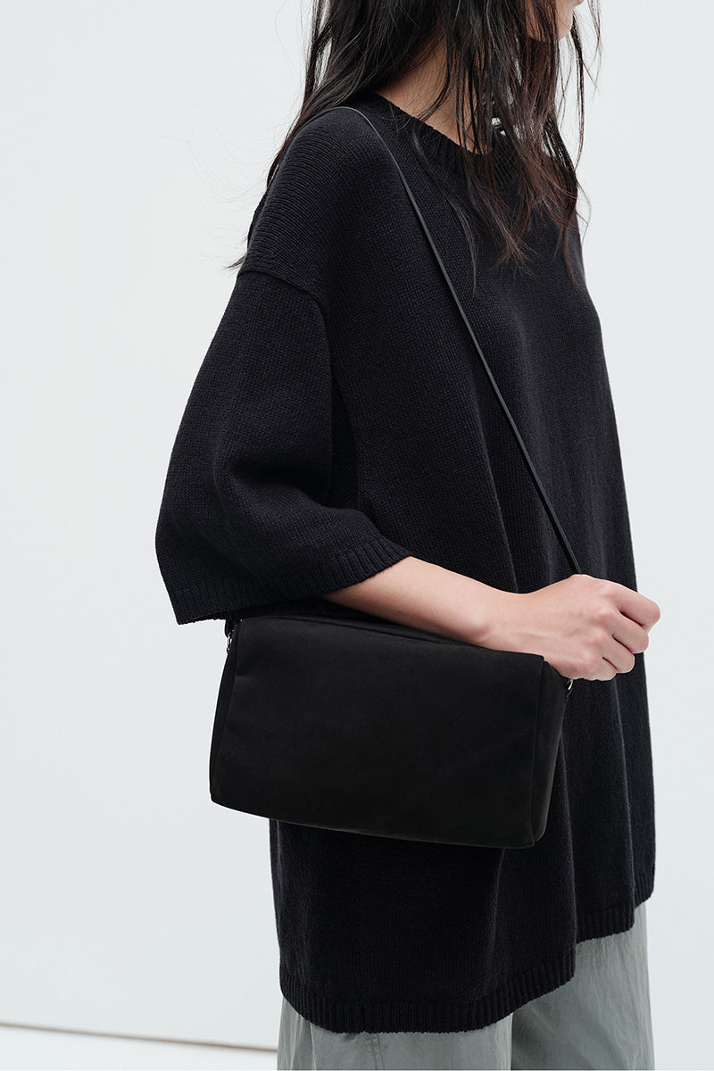 Oversized Cotton-Hemp Half Sleeve Knit Top