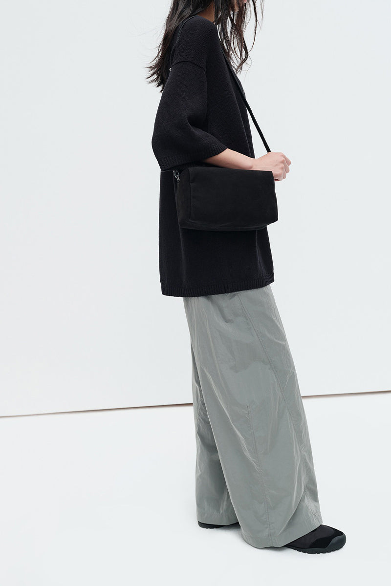 Oversized Cotton-Hemp Half Sleeve Knit Top