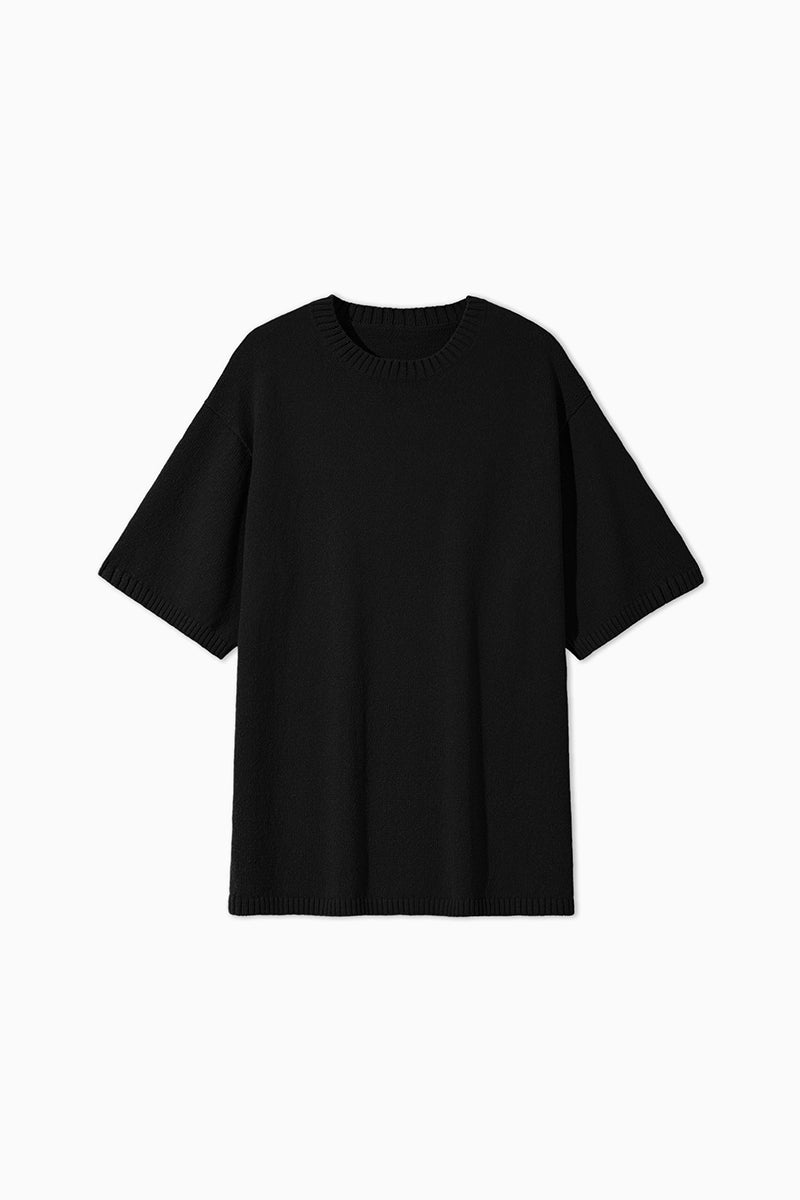 Oversized Cotton-Hemp Half Sleeve Knit Top