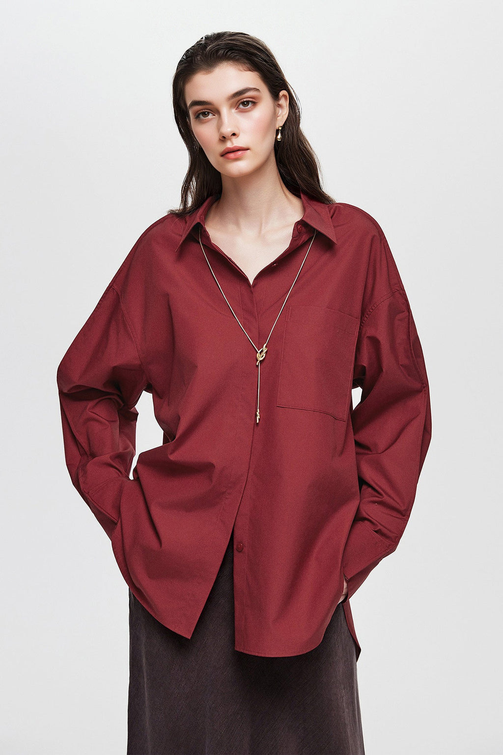 Oversized Fine Cotton Poplin Button-Up Shirt