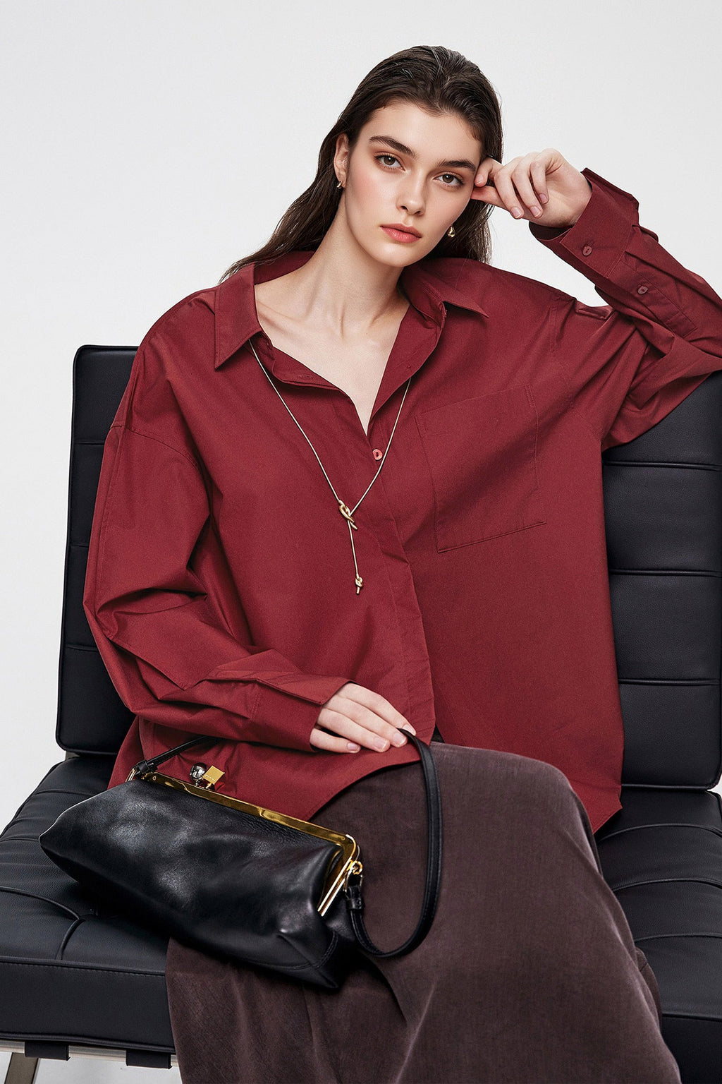 Oversized Fine Cotton Poplin Button-Up Shirt