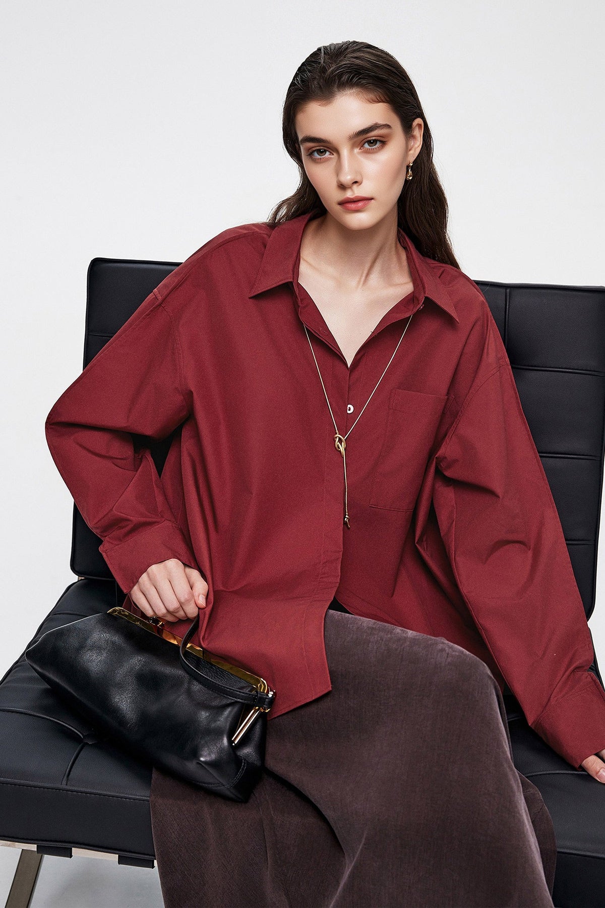 Oversized Fine Cotton Poplin Button-Up Shirt