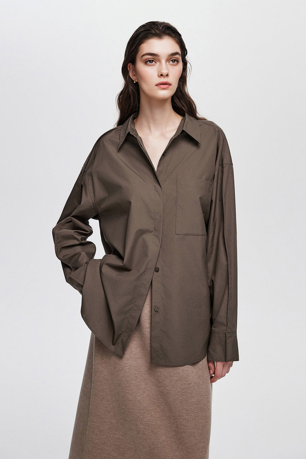 Oversized Fine Cotton Poplin Button-Up Shirt