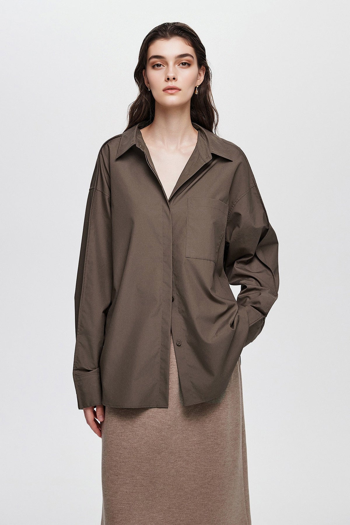 Oversized Fine Cotton Poplin Button-Up Shirt
