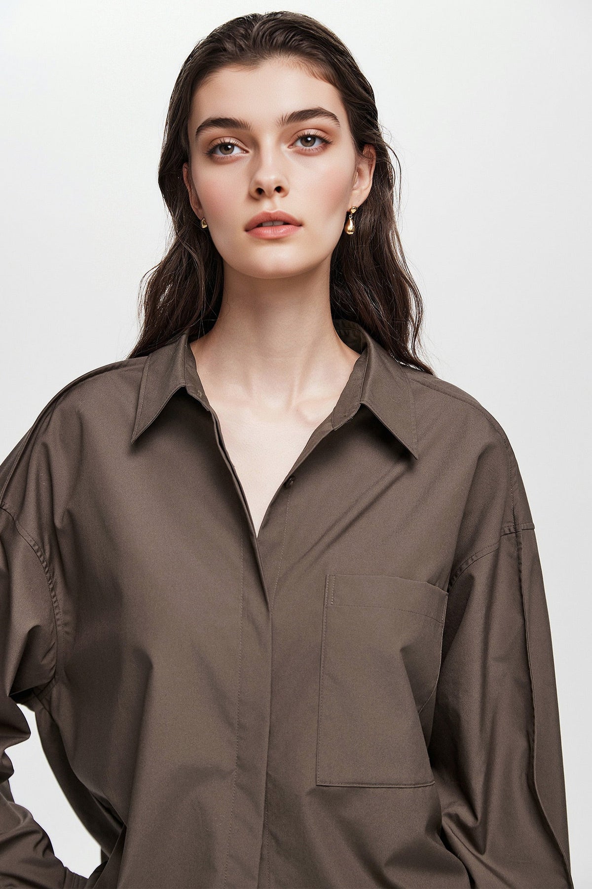 Oversized Fine Cotton Poplin Button-Up Shirt
