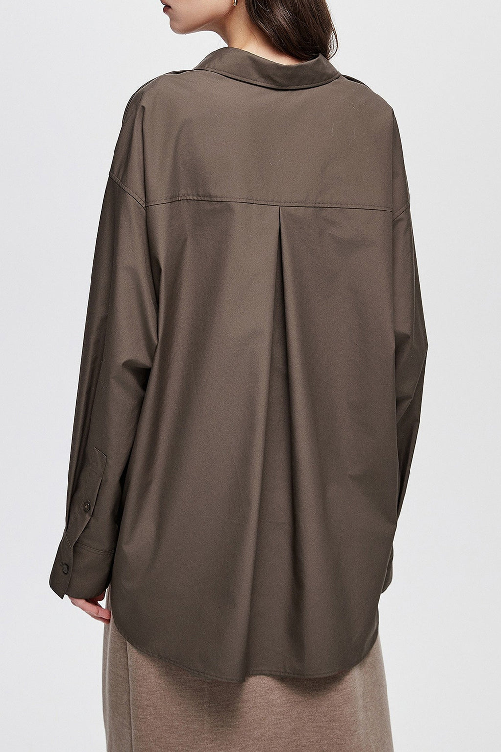 Oversized Fine Cotton Poplin Button-Up Shirt