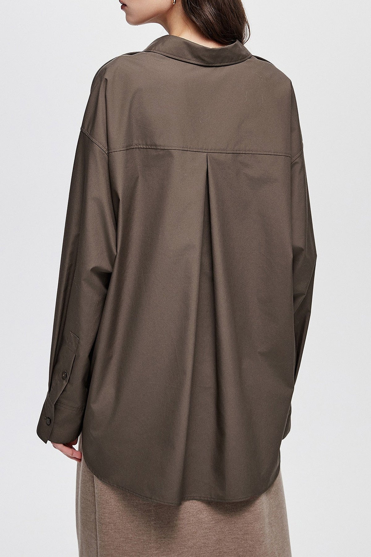 Oversized Fine Cotton Poplin Button-Up Shirt