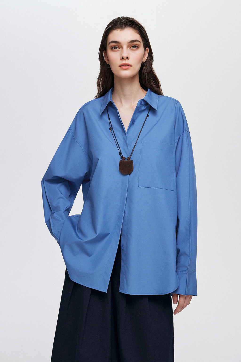 Oversized Fine Cotton Poplin Button-Up Shirt