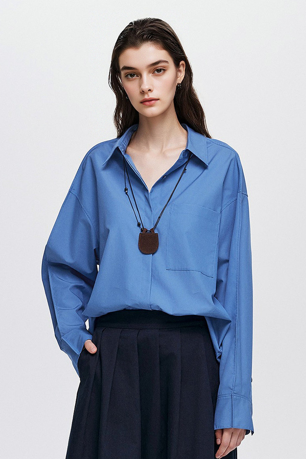 Oversized Fine Cotton Poplin Button-Up Shirt