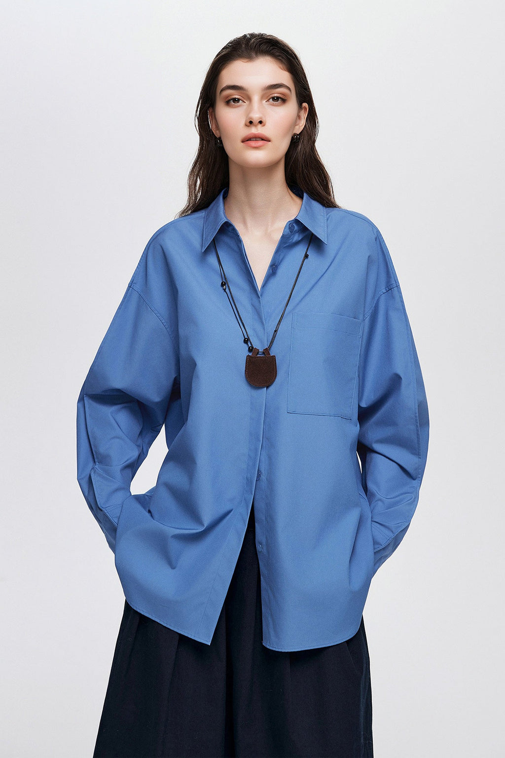 Oversized Fine Cotton Poplin Button-Up Shirt