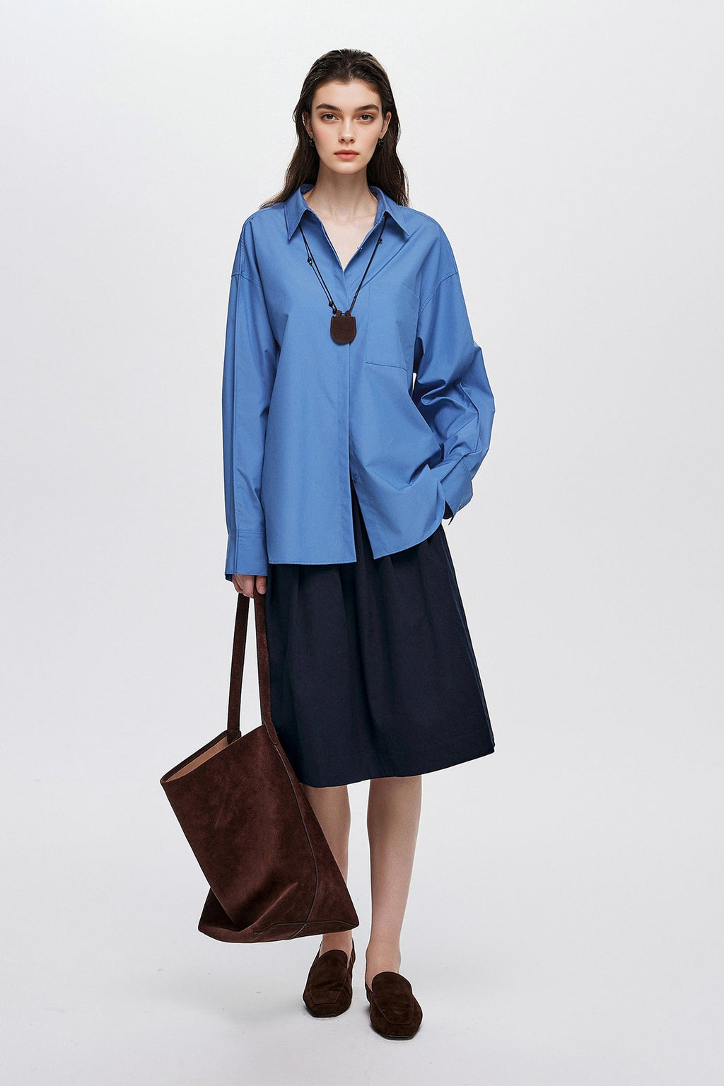 Oversized Fine Cotton Poplin Button-Up Shirt