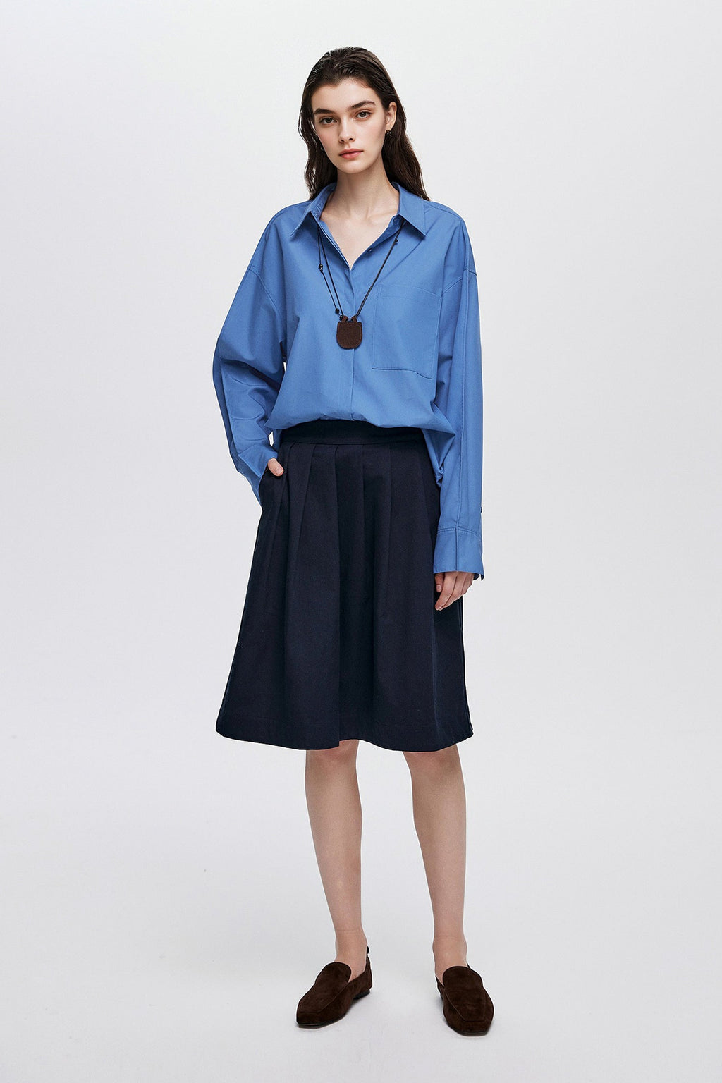 Oversized Fine Cotton Poplin Button-Up Shirt