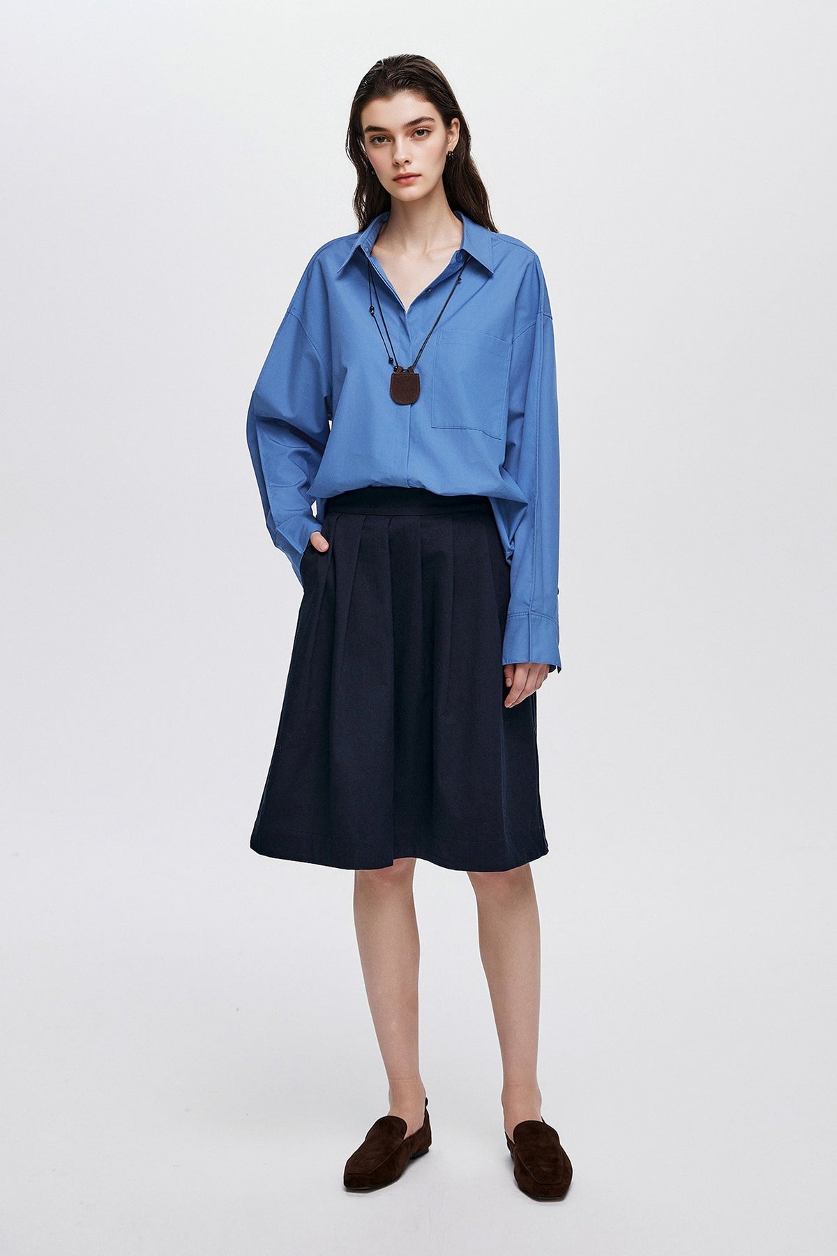 Oversized Fine Cotton Poplin Button-Up Shirt