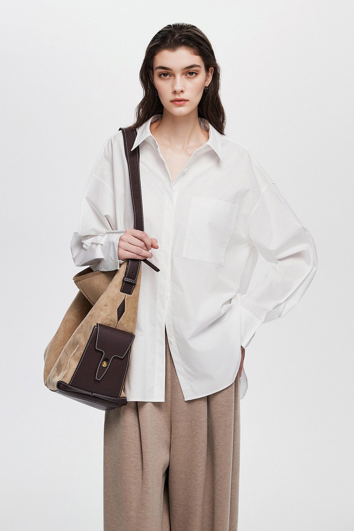 Oversized Fine Cotton Poplin Button-Up Shirt