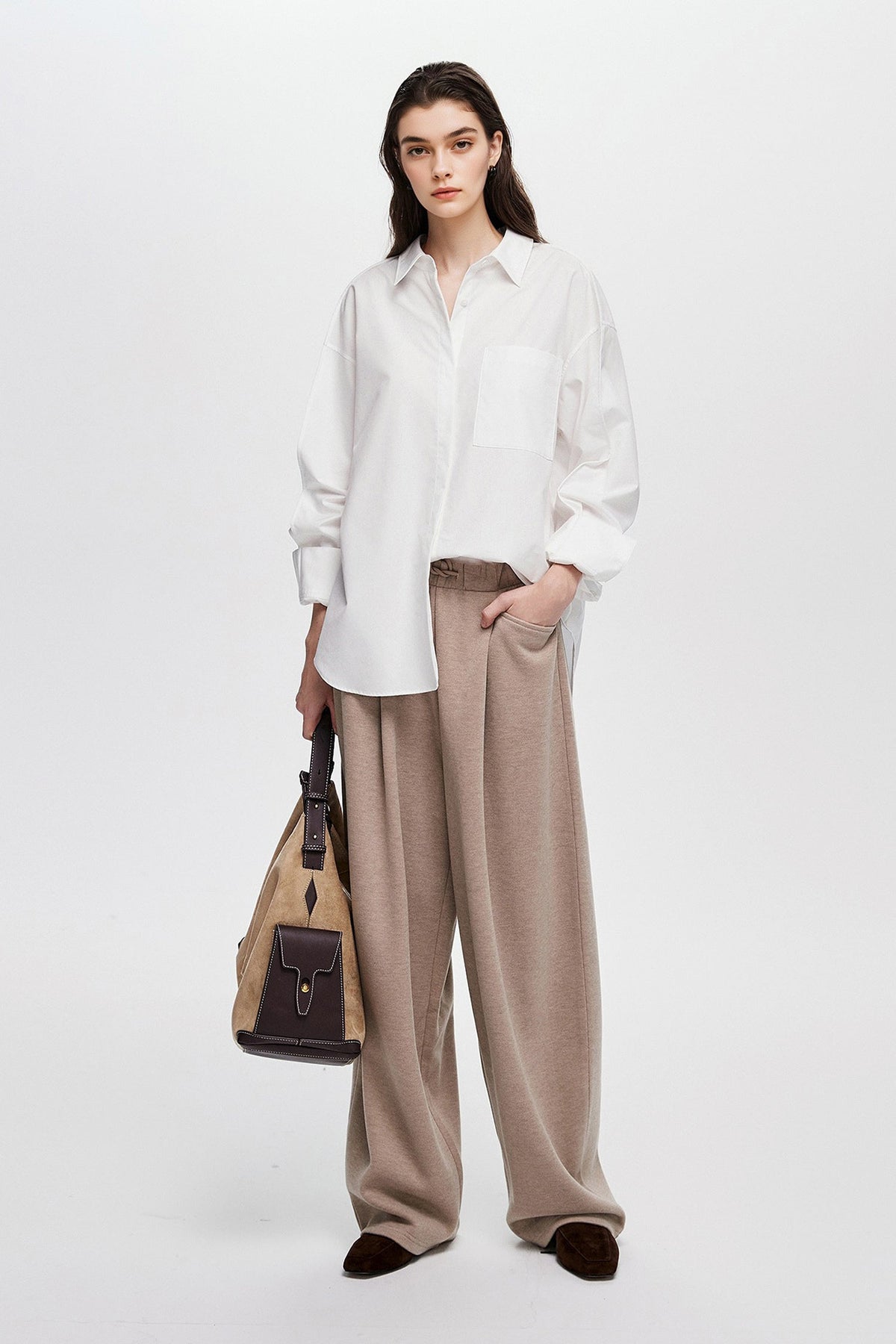 Oversized Fine Cotton Poplin Button-Up Shirt