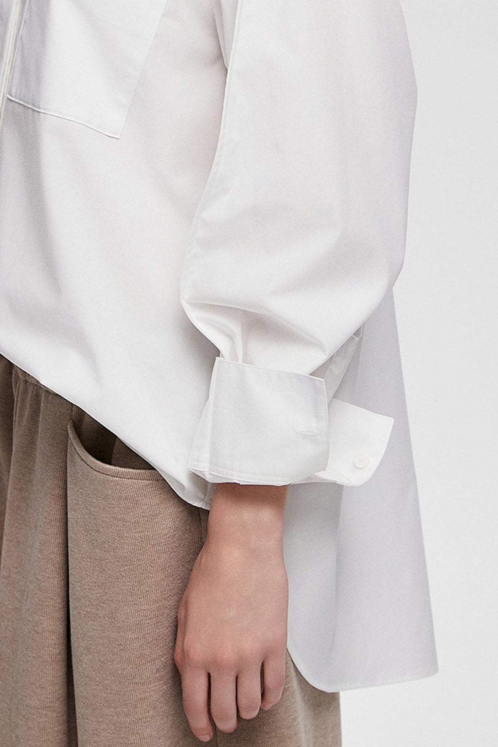 Oversized Fine Cotton Poplin Button-Up Shirt