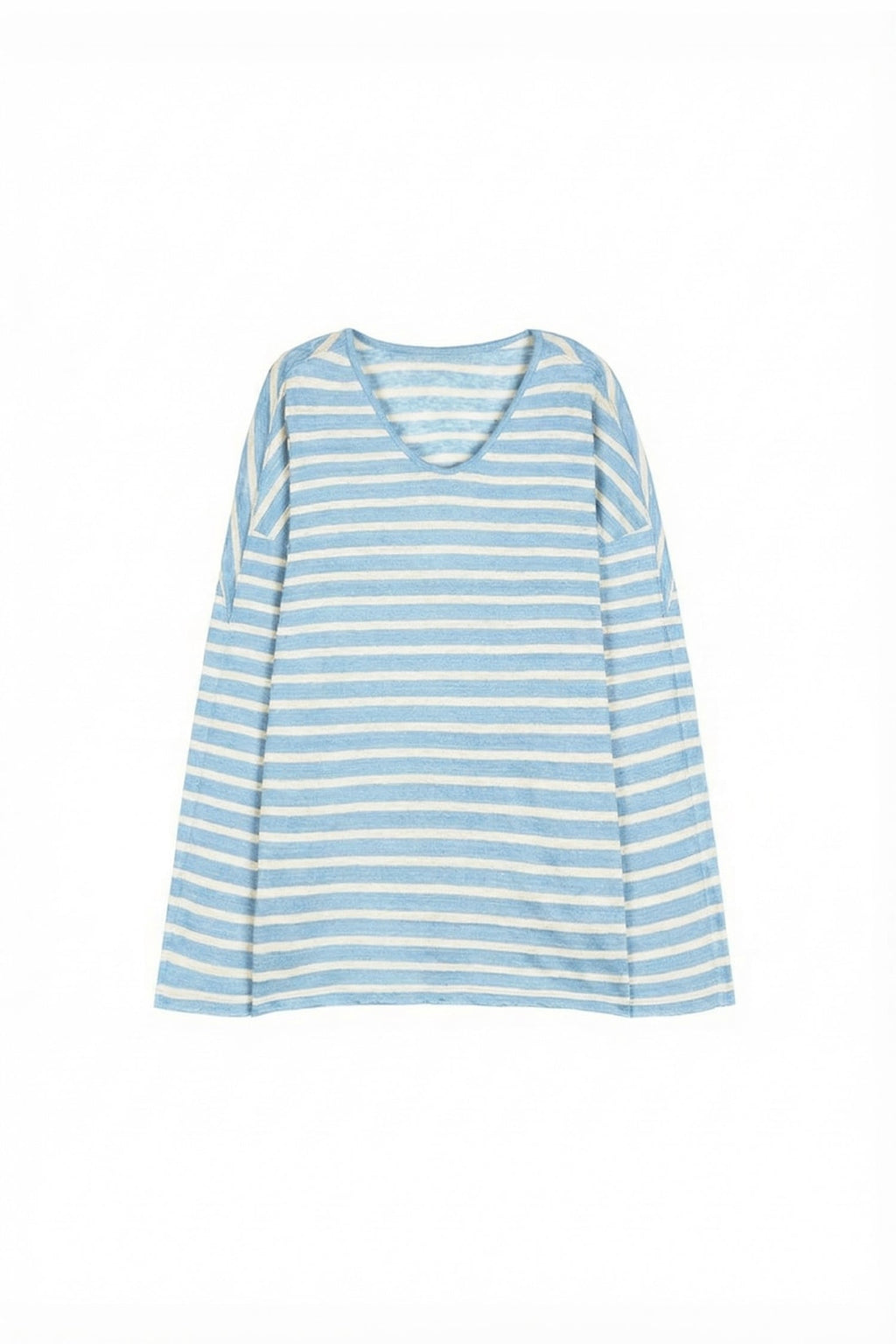 Oversized Japanese Linen Striped Long Sleeve T-Shirt