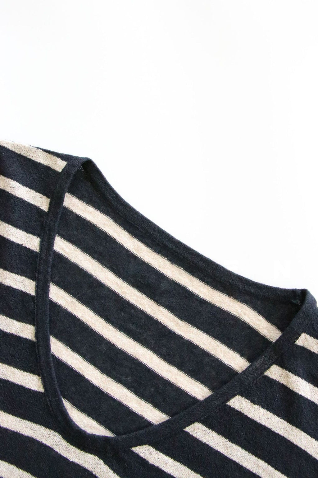 Oversized Japanese Linen Striped Long Sleeve T-Shirt