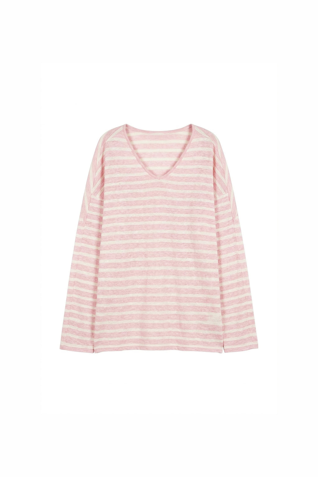 Oversized Japanese Linen Striped Long Sleeve T-Shirt