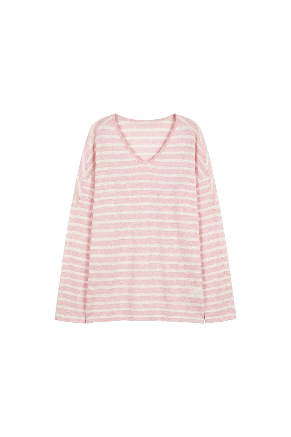 Oversized Japanese Linen Striped Long Sleeve T-Shirt
