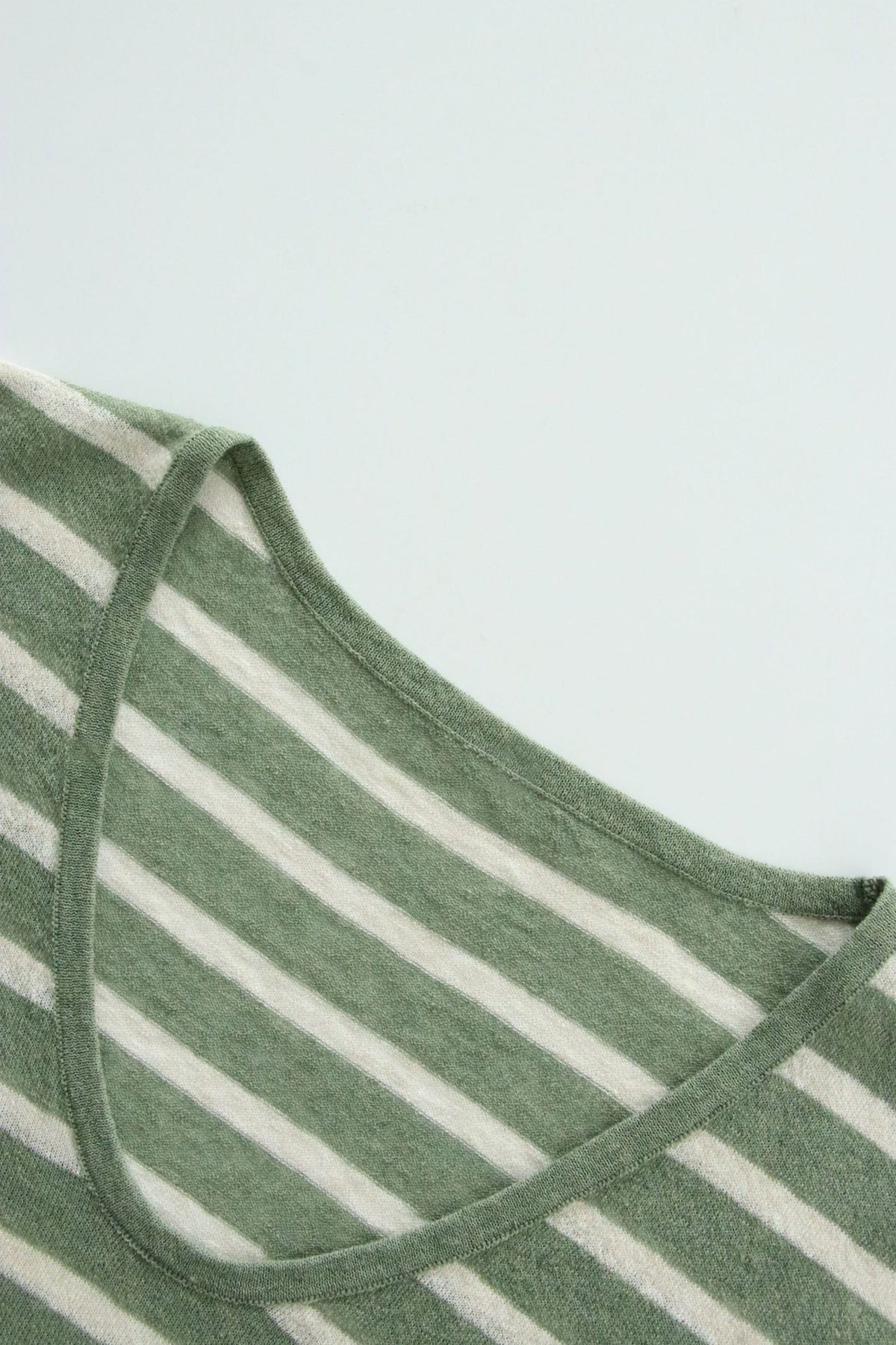 Oversized Japanese Linen Striped Long Sleeve T-Shirt