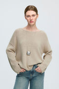 Oversized Linen-Cotton Knit Long-Sleeve Drop-Shoulder T-Shirt