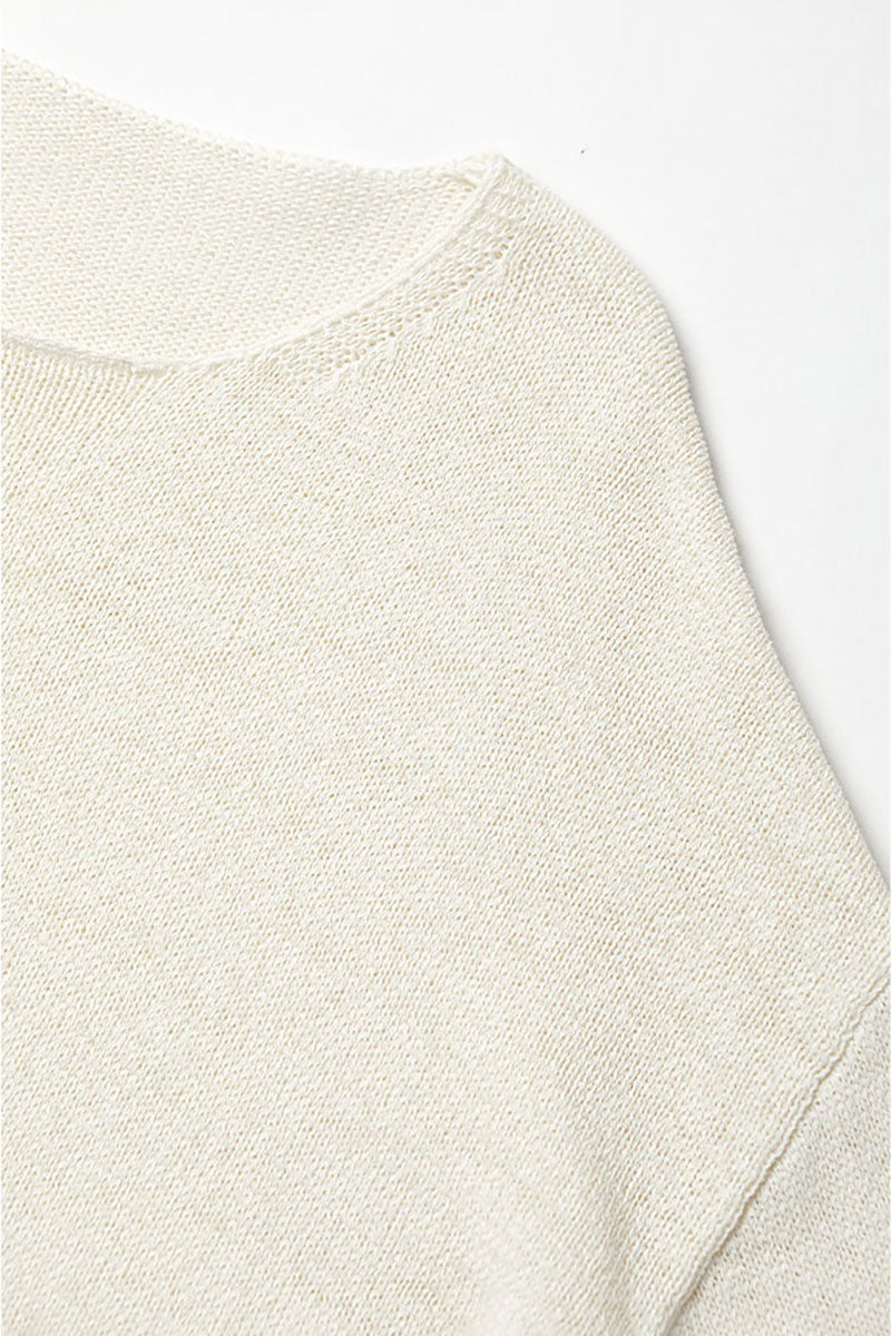 Oversized Linen-Cotton Knit Long-Sleeve Drop-Shoulder T-Shirt