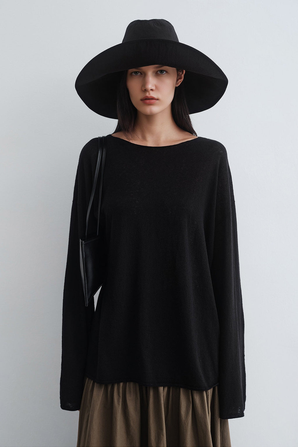 Oversized Linen Long Sleeve Crewneck T-Shirt