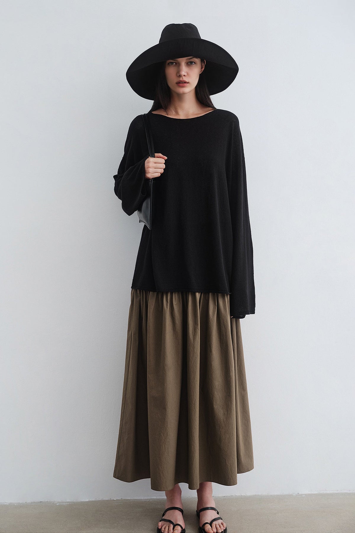 Oversized Linen Long Sleeve Crewneck T-Shirt