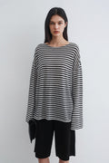 Oversized Linen Long Sleeve Crewneck T-Shirt