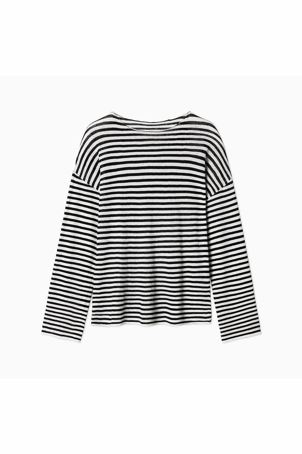 Oversized Linen Long Sleeve Crewneck T-Shirt