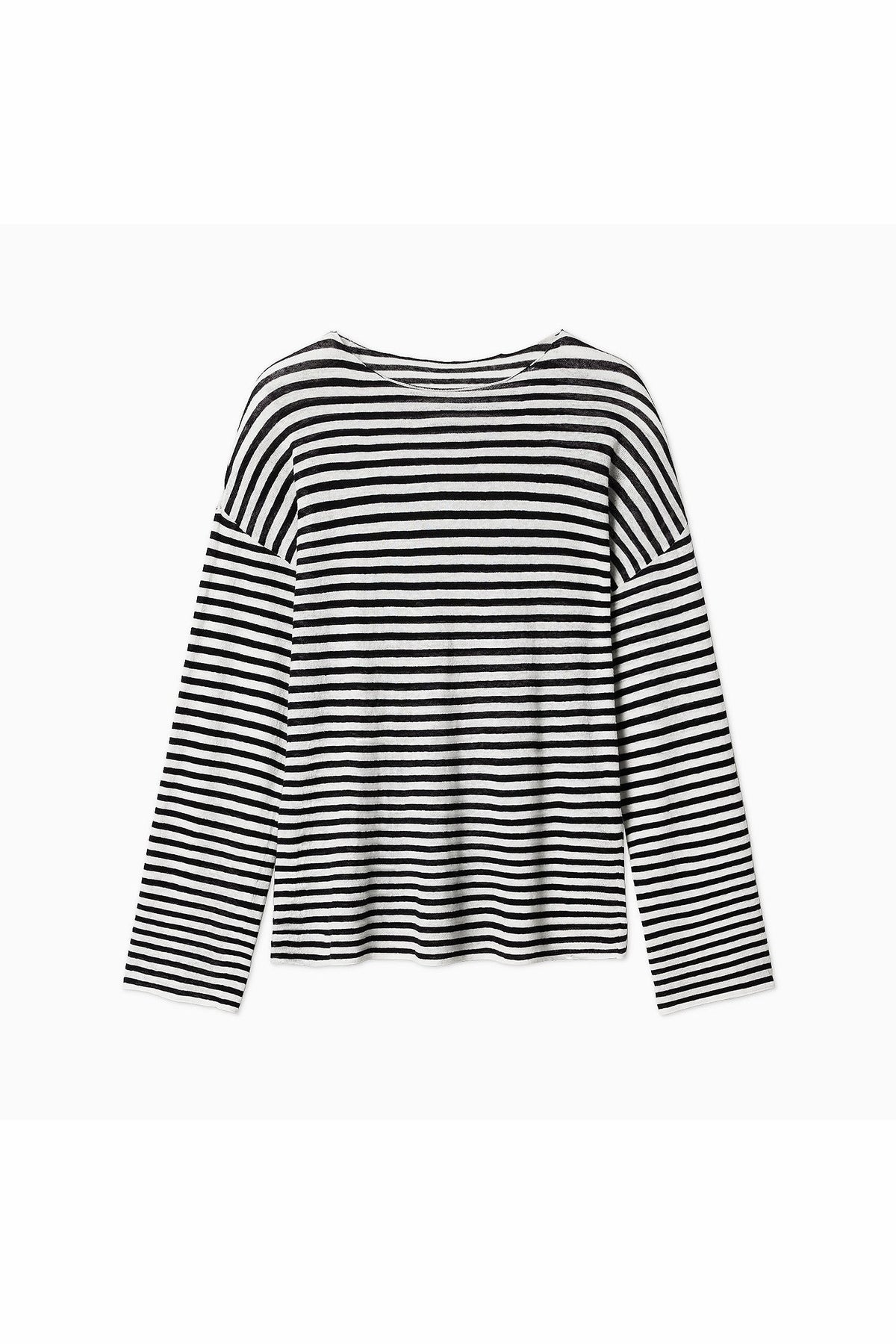Oversized Linen Long Sleeve Crewneck T-Shirt