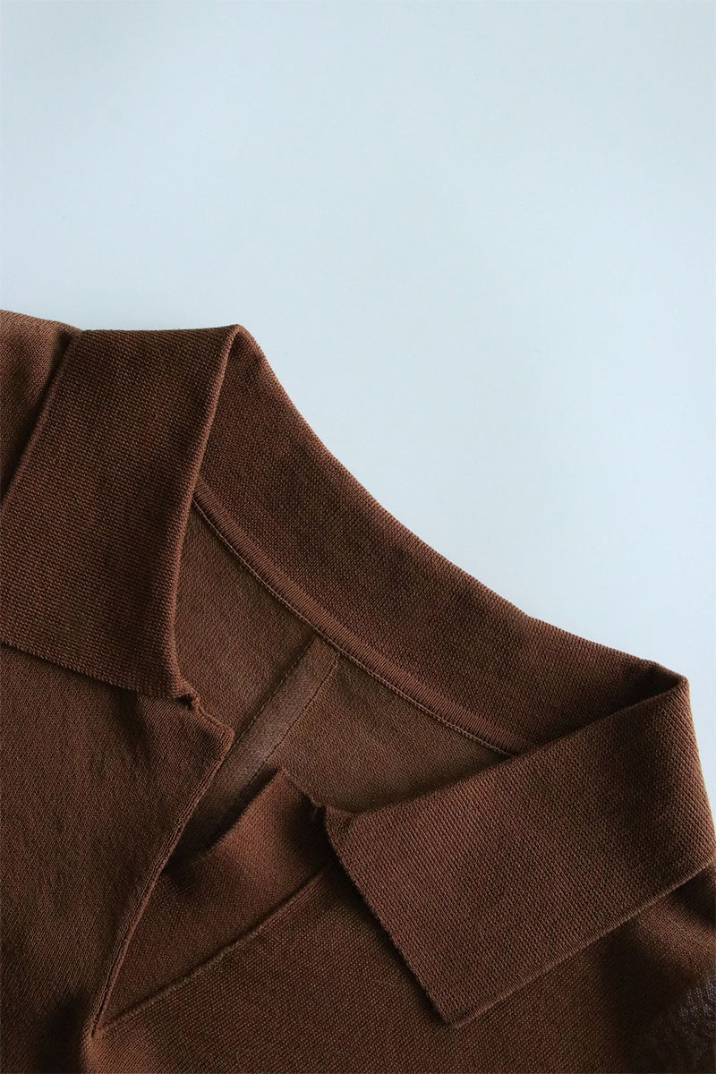 Oversized Triacetate-Cotton Long Sleeve Polo T-Shirt