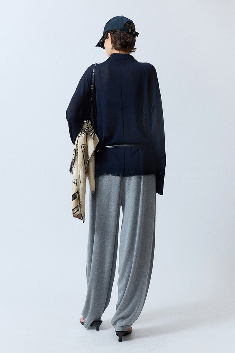 Oversized Triacetate-Cotton Long Sleeve Polo T-Shirt