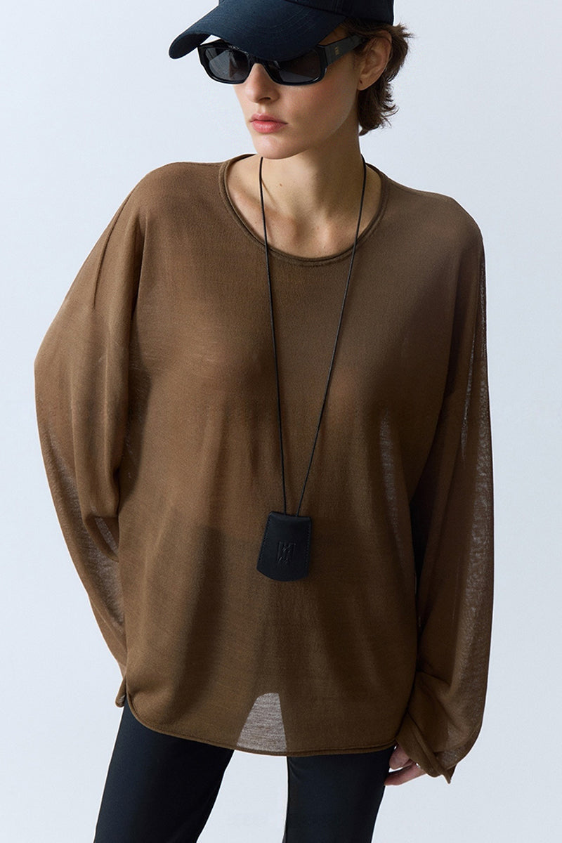 Oversized Triacetate-Cotton Long Sleeve T-Shirt