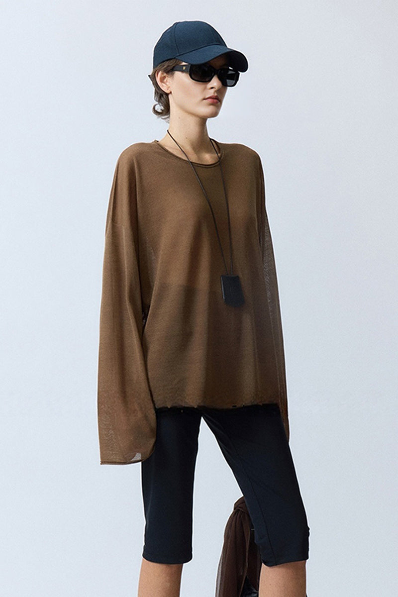 Oversized Triacetate-Cotton Long Sleeve T-Shirt