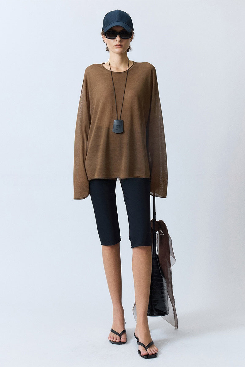 Oversized Triacetate-Cotton Long Sleeve T-Shirt