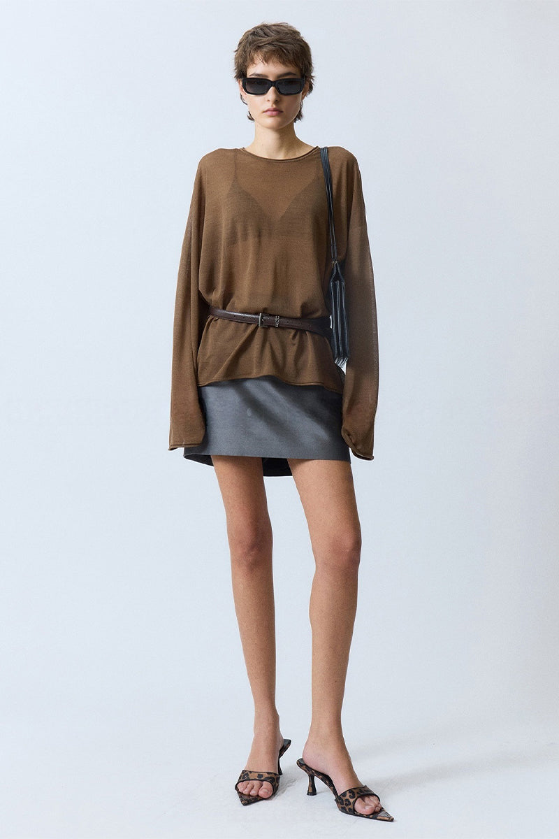 Oversized Triacetate-Cotton Long Sleeve T-Shirt