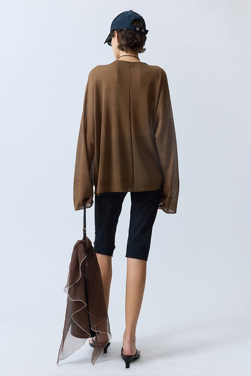 Oversized Triacetate-Cotton Long Sleeve T-Shirt